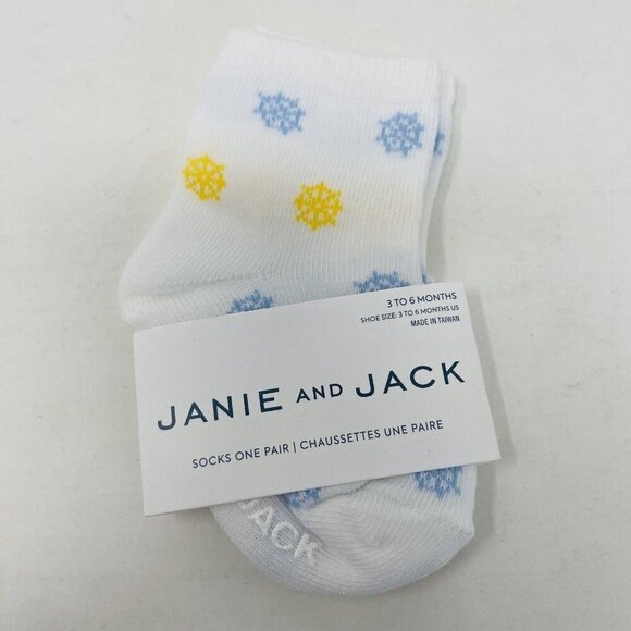 Janie and Jack Baby Boys 3-6 Months Nautical Print Ankle Socks in White/Blue - Picture 1 of 6